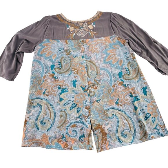 Andrée By Unit Womens Embroidered Boho Tunic Top M - Picture 5 of 5